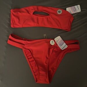 Forever 21 - Red Bikini Top & Bottom Set (Size Medium)